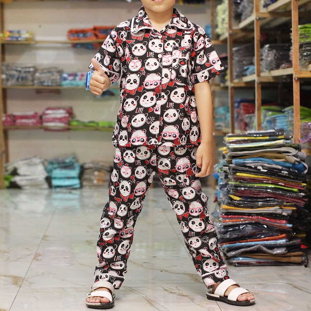 GROSIR PIYAMA BAJU  TIDUR ANAK  SETELAN MOTIF PANDA LUCU 