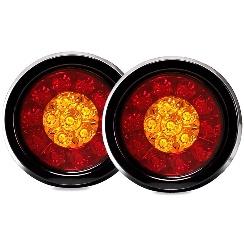 Lampu Led 16smd Bundar 4inch Warna Merah Untuk Sein / Rem Truk / Trailer