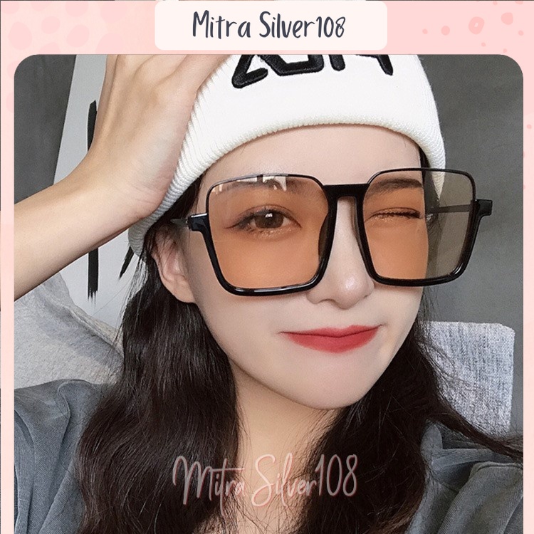 [MS108] KM 09 - Kacamata Hitam Kacamata Kotak Fashion Korea Kaca Orange untuk Pria dan Wanita / Korean Sunglasses Unisex / Impor Murah