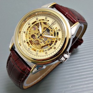 Jam Tangan Rolex Automatic / Otomatis Combi Gold Kulit Coklat