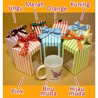 Grosir Paper Box Mug GARIS / Gelas / Packing Handuk Souvenir Ulang Tahun Wedding