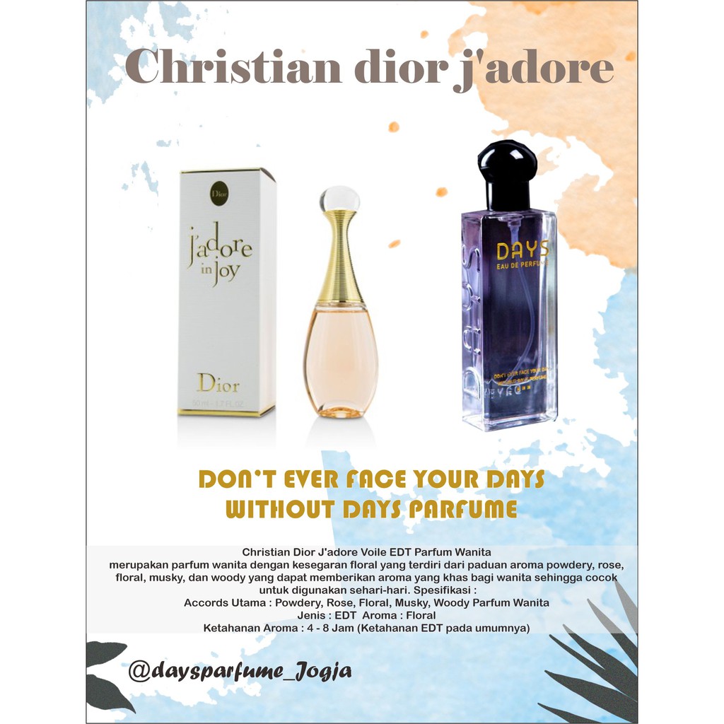 Jual Days Parfume Eau De Perfume || CHD Jadore || Inspired perfume no ...