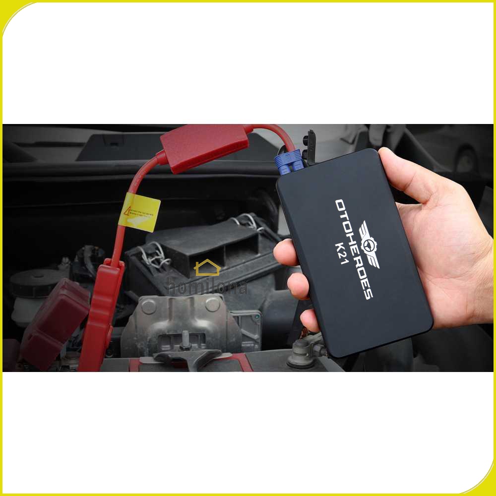 Portable USB Power Bank Powerbank Car Jump Starter &amp; Flashlight 10000mAh - OTOHEROES K21 - Black