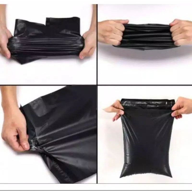 PLASTIK POLYMAILER HITAM PACKING ONLINE SHOP PE isi 100pcs