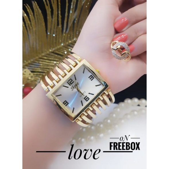 Skone Jam Tangan wanita set cincin Xuping emas lapis 18k W2506X
