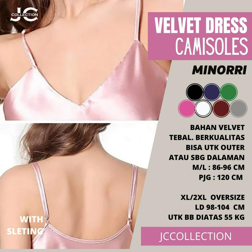 Long Dress Camisoles Sexy Saten Tali kecil Wanita Gaya Korea Minorie - JCCollections