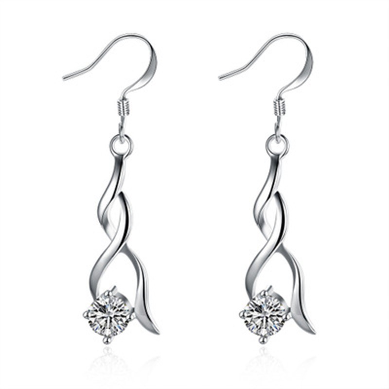 925 anting perak sterling anting-anting wanita dengan perhiasan fashion berlian-A