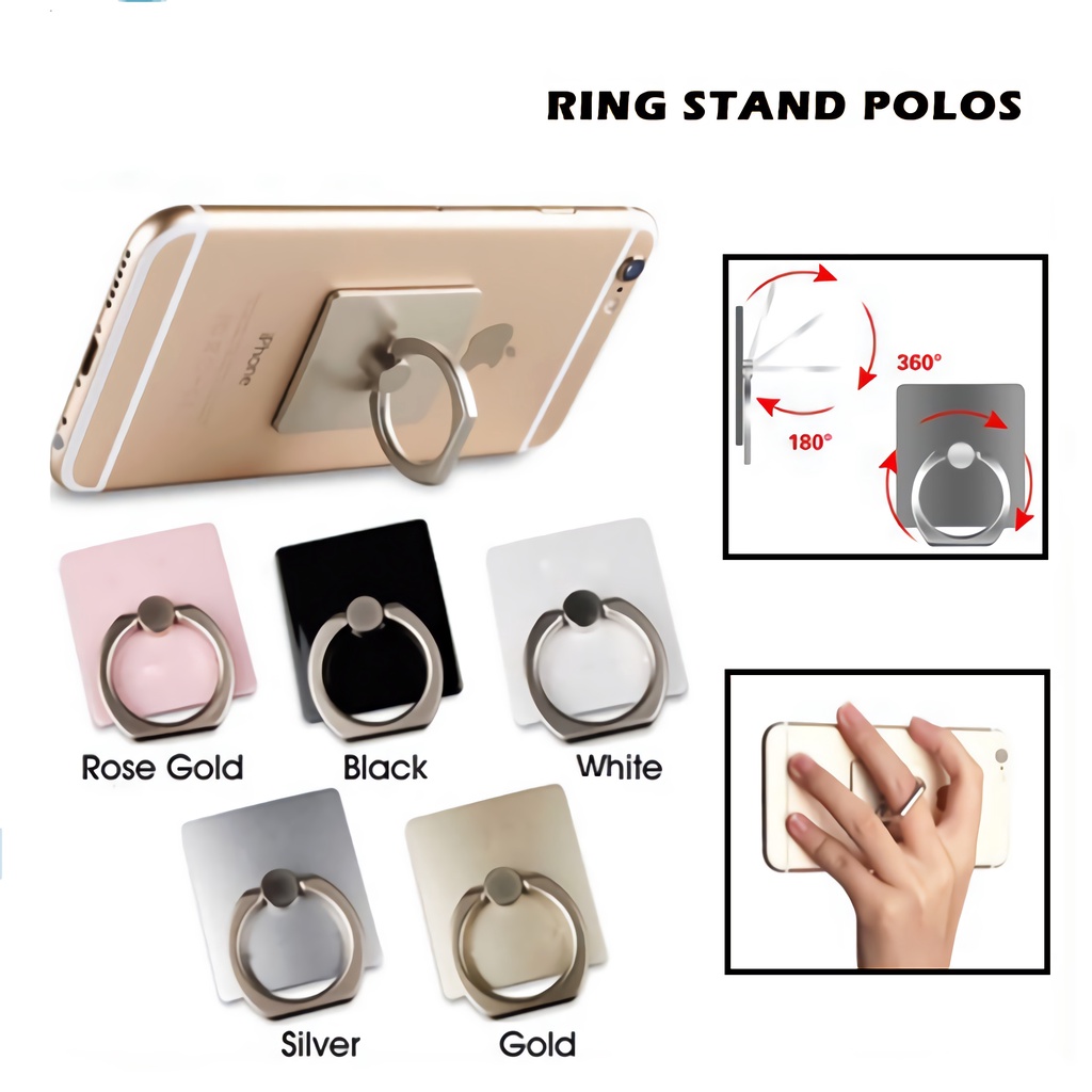 Finger iRing Stand Polos Ringstand Penyangga Handphone HP Smartphone Phone Holder Dengan Hook || Aksesoris HP Handphone Grosir Barang Unik Murah Lucu