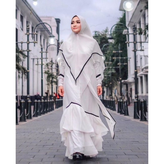 BIGSALE GAMIS SYAR'I HANIN SET PUTIH BY JILAAN 100% ORIGINAL BRANDED (REJECT WARNA)