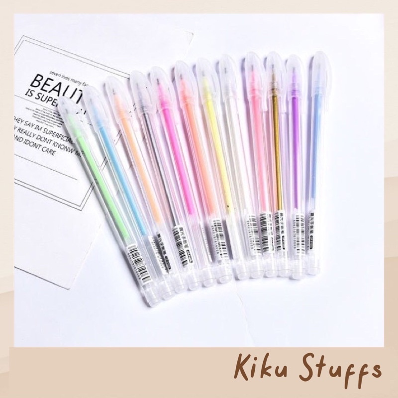 

12 pcs Set Aesthetic Colorful Pen for Journal Diary Bujo Scrapbook | Pulpen Warna Set • Kiku Stuffs