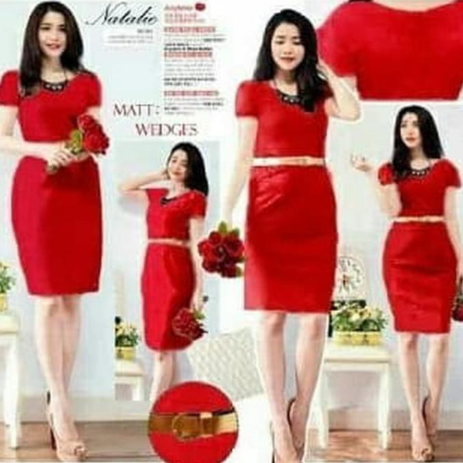 Sale Dress Natali/Short Dress/Dress Elegant/Gaun Natal/Busana Wanita - Merah Terbaru