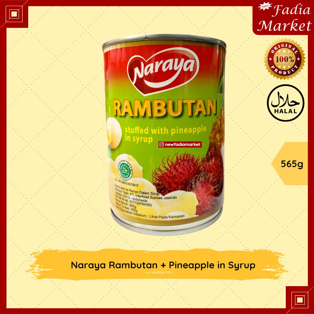 

Naraya Rambutan Stuffed with Pineapple in Syrup (Buah Rambutan Nanas Kaleng) 565g