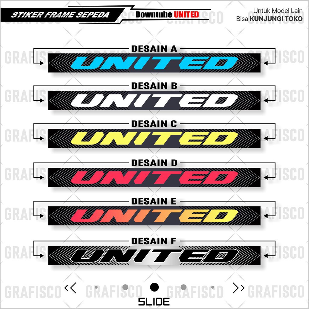 Decal Downtube UNITED Stiker Downtube UNITED Sepeda Mtb