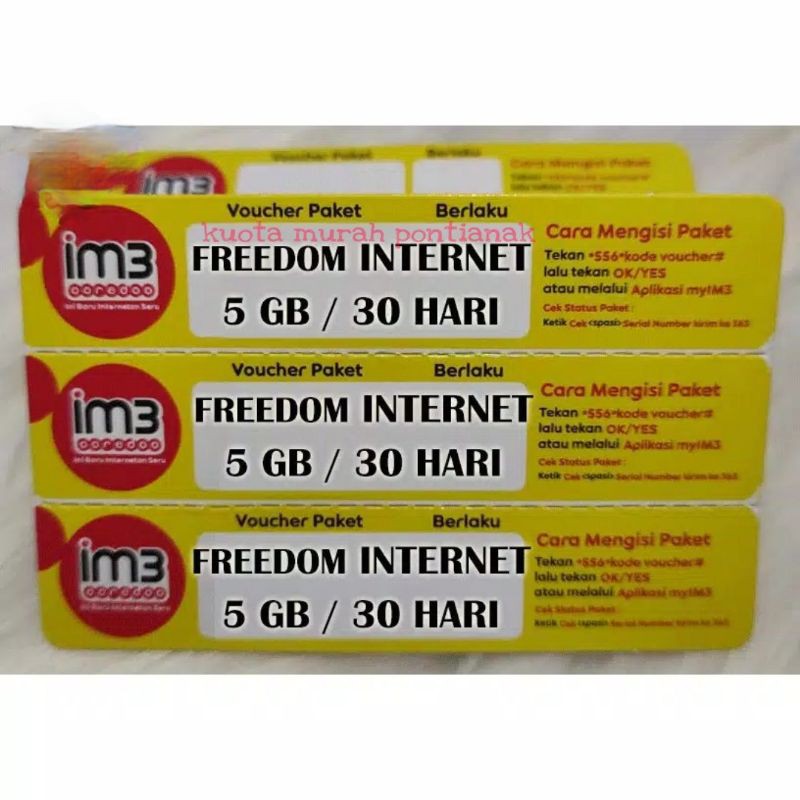VOUCHER INDOSAT 5 GB FREEDOM INTERNET Vocer data 5gb bonus 500mb 5 gb bonus 500 mb Isat Im3 M3
