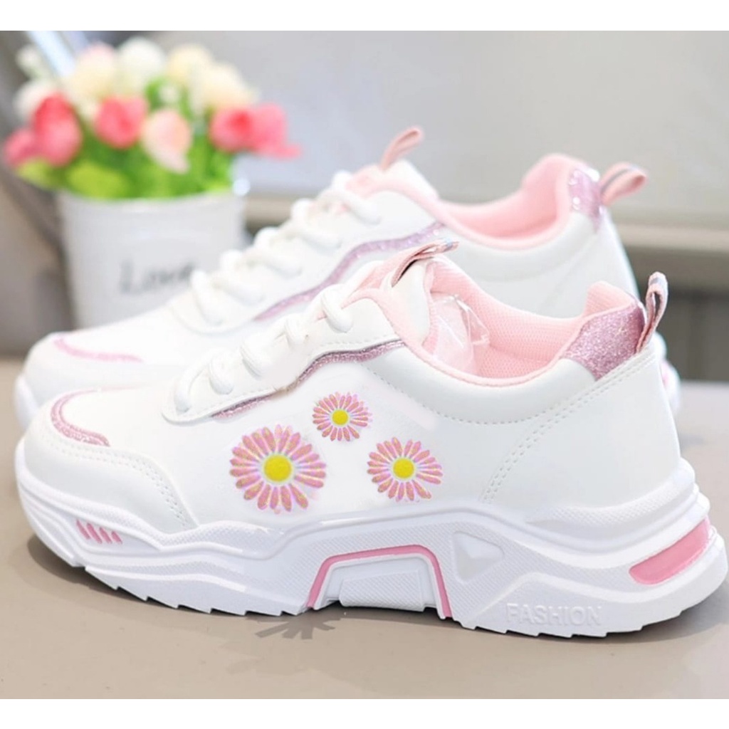 Sepatu Sneakers Kids For Girls Flowers AS172