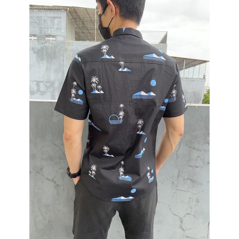 Mokokomo Kemeja Pria PD-Sunset Kemeja Lengan Pendek Kemeja casual Terbaru