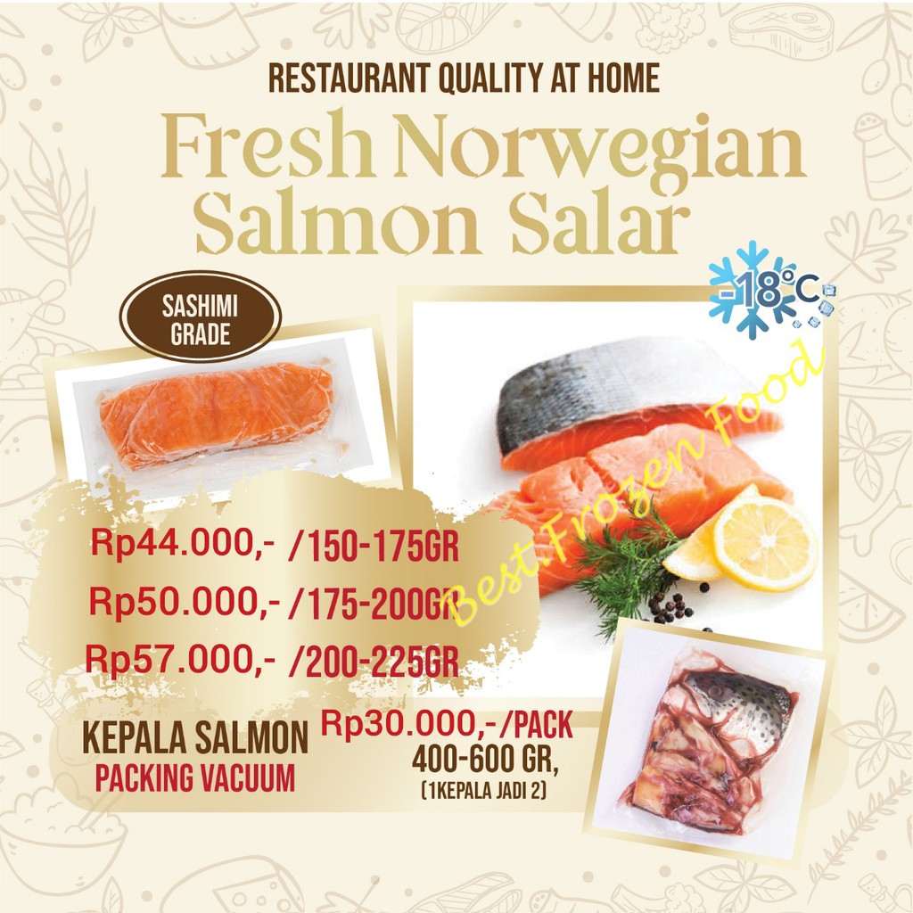 

Frozen Atlantic Norwegian Salmon Salar (180-300g) / kepala salmon