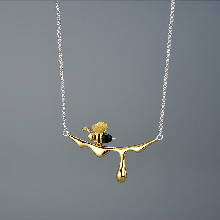 SERI SERI Kalung Wanita Perak 925 Asli Dripping Honey Bee Sterling Silver Necklace