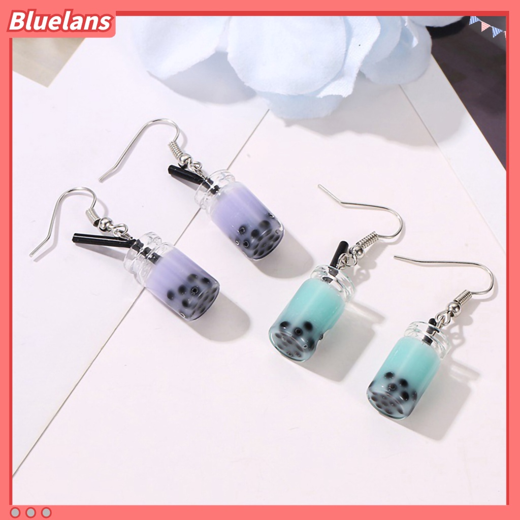 Anting Kait Gantung Panjang Wanita Desain Minuman Bubble Tea Untuk Pesta