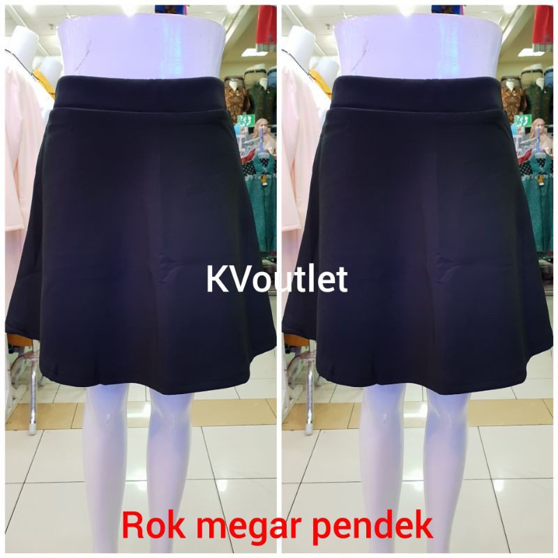 Rok Megar Pendek Flare 78 Panjang Scuba Tebal ROK Hitam cewek wanita ROK PANJANG-6