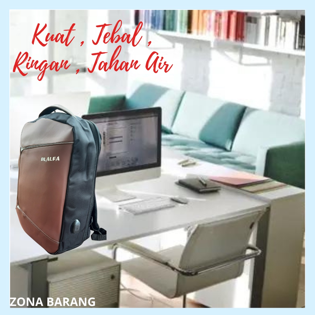 ORIGINAL PL-ALFA Bag Tas Laptop Ransel Anti Theft import Eksklusif Backpack dengan USB Charging