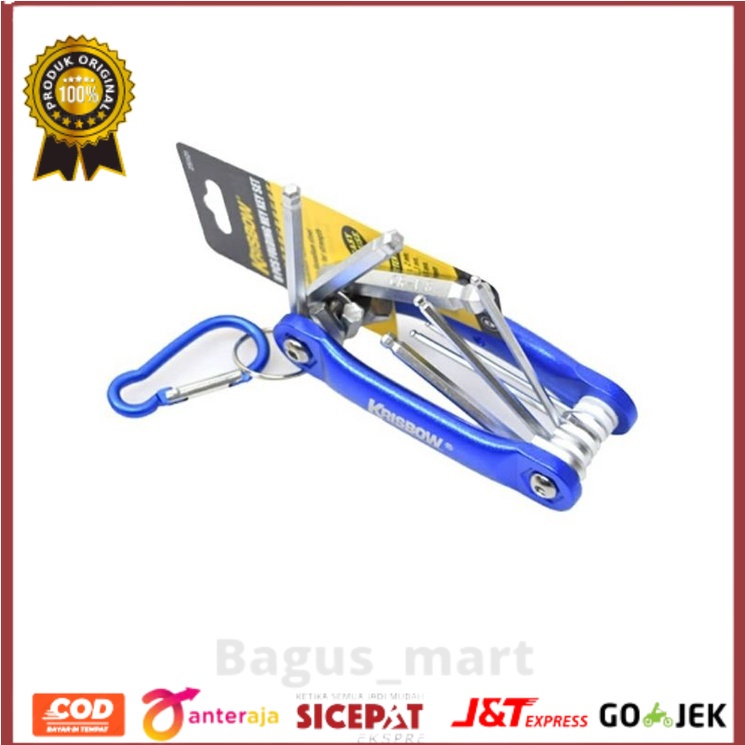Krisbow Set Kunci L Lipat Hex Ballpoint Tip 1.5 - 8 Mm/set kunci L/kunci sepeda