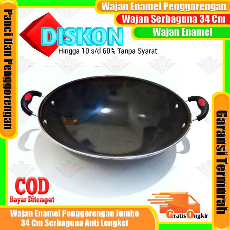 Wajan Enamel Penggorengan Serbaguna 34 Cm Kwali Goreng Anti Lengket