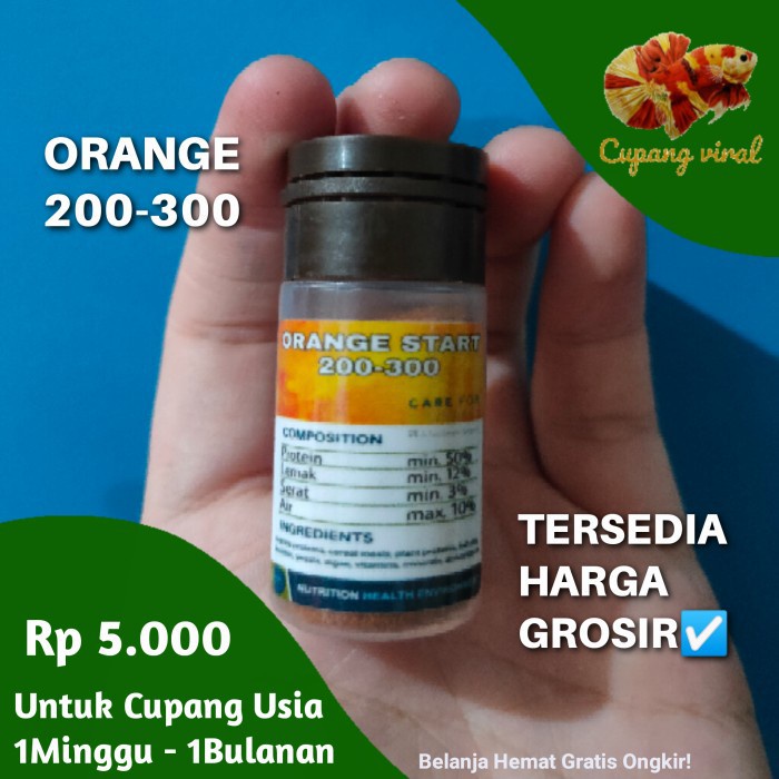 Pelet Orange (Start) 200-300 (Kemasan Tester)