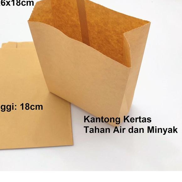 

➷ Paperbag Kantong Tahan Air dan Minyak Coklat (M) 12x6x18cm Foodgrade ☎