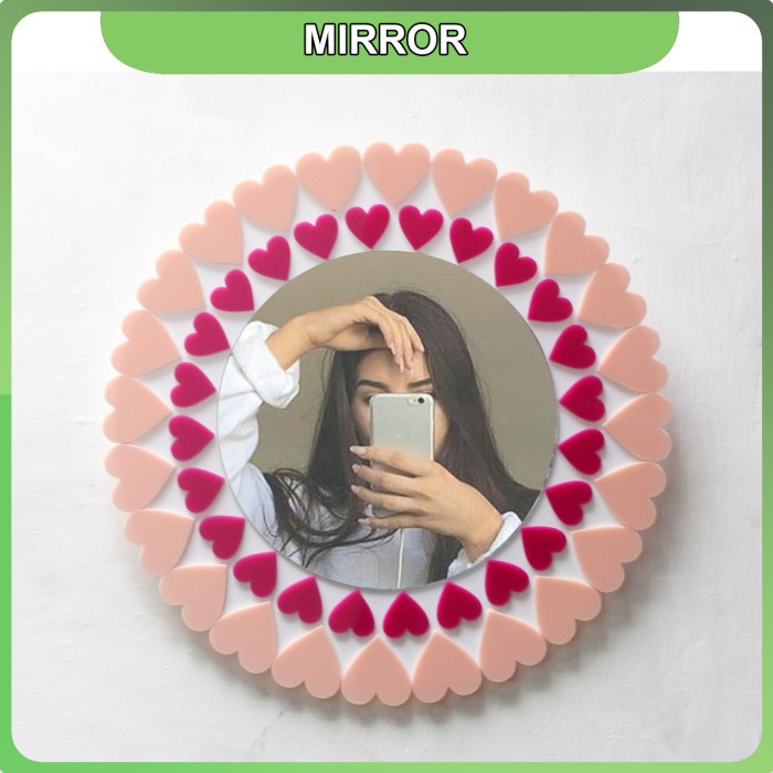 

Murah Cermin Dinding Hias Love Round - Soft Pink