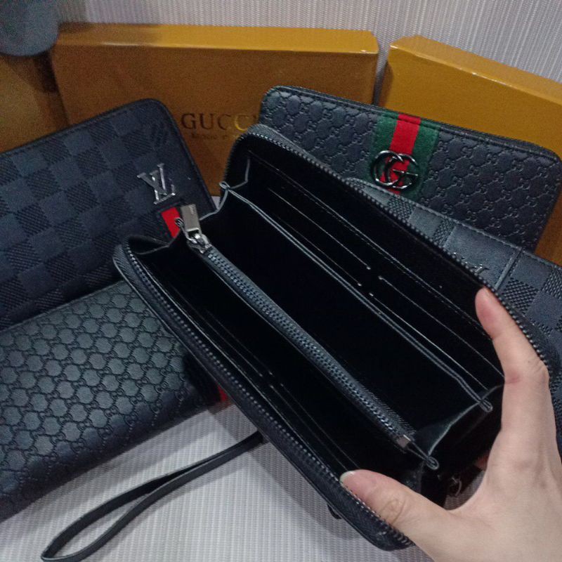 Dompet panjang sleting tali emboss wanita import