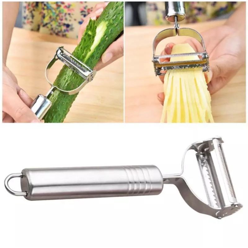 Pisau Kupas Stainless Pisau Buah Anti Karat 2in1 Kupas Buah Parut / Peeler