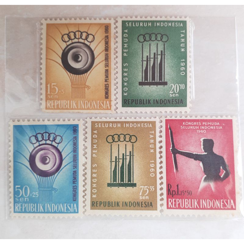 

(A) Perangko Indonesia Kongres Pemuda Seluruh Indonesia Tahun 1960 set lengkap - 5pcs