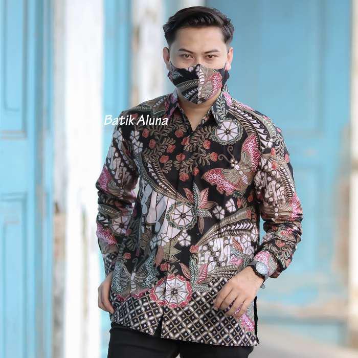 Baju Kemeja Batik Premium Slimfit Furing Lengan Panjang Pria Cowok Murah Batik Solo Aluna 010