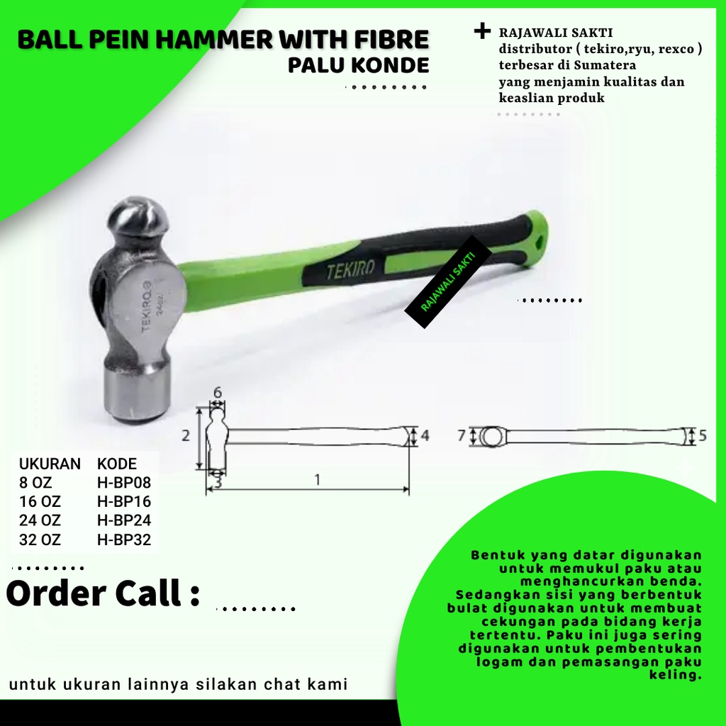 Tekiro Palu Konde 24 Oz / Tekiro Ball Pein Hammer / Palu Besi