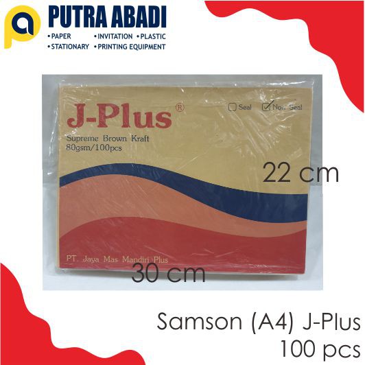 

Amplop Kertas Coklat Uk. A4 J-Plus (Isi 100 lembar)