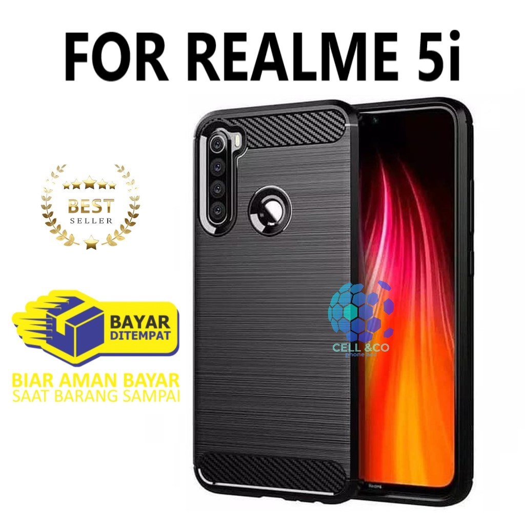 CASE CARBON REALME 5i casing hp silikon softcase case premium carbon cover