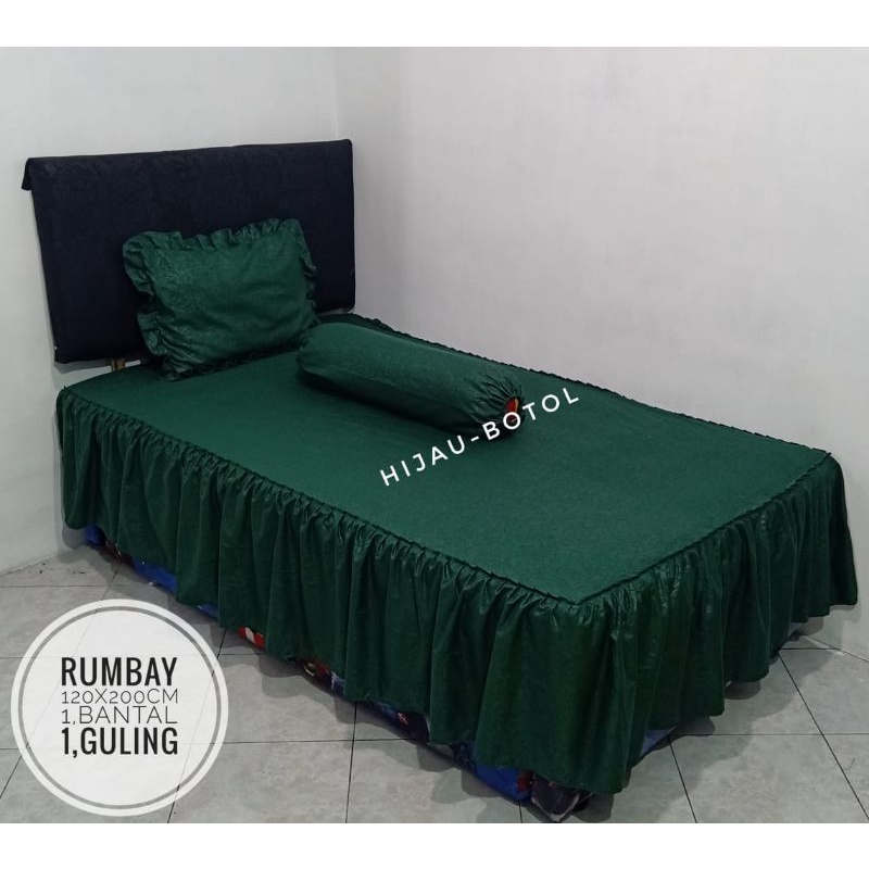 sprei rumbai embos hijau botol 120