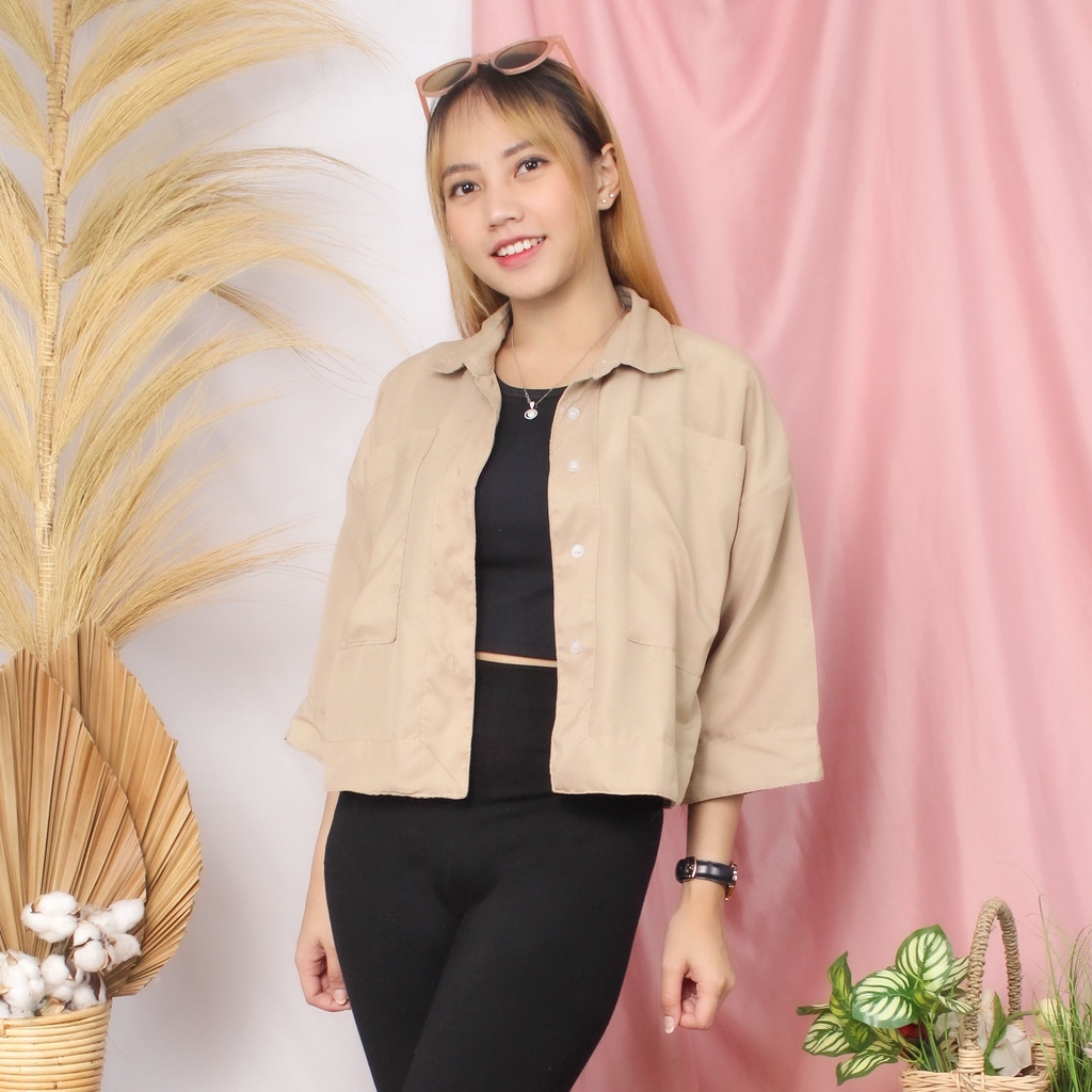 RX Fashion - Kemeja Crop Linen Pocket - BN-COKSU