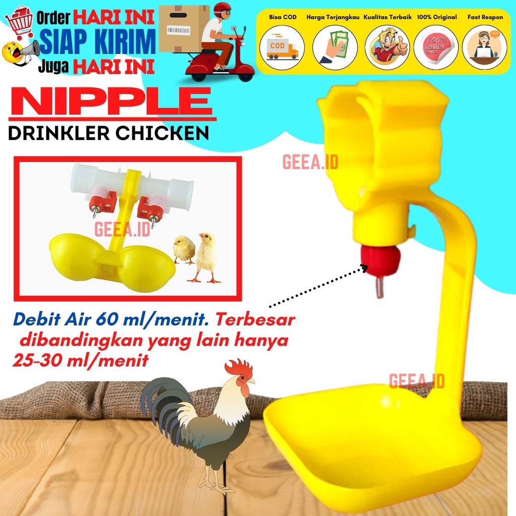 NIPLE AYAM BROILER NIPPLE DRINKER TEMPAT MINUM AYAM BROILER ALAT TERNAK UNGGAS - GEEA.ID