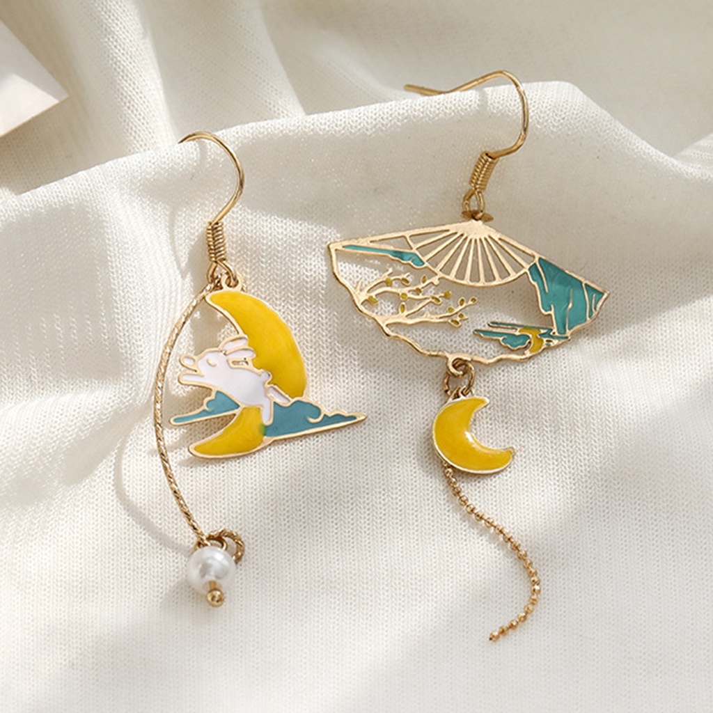 Hu Hu Hu Hu Hu Alat Bantu Pasang Kacamata♡ 1 Pasang Anting Rumbai Panjang Desain Hewan Bunga Aksen Mutiara Tiruan Bahan Tembaga Untuk Wanita