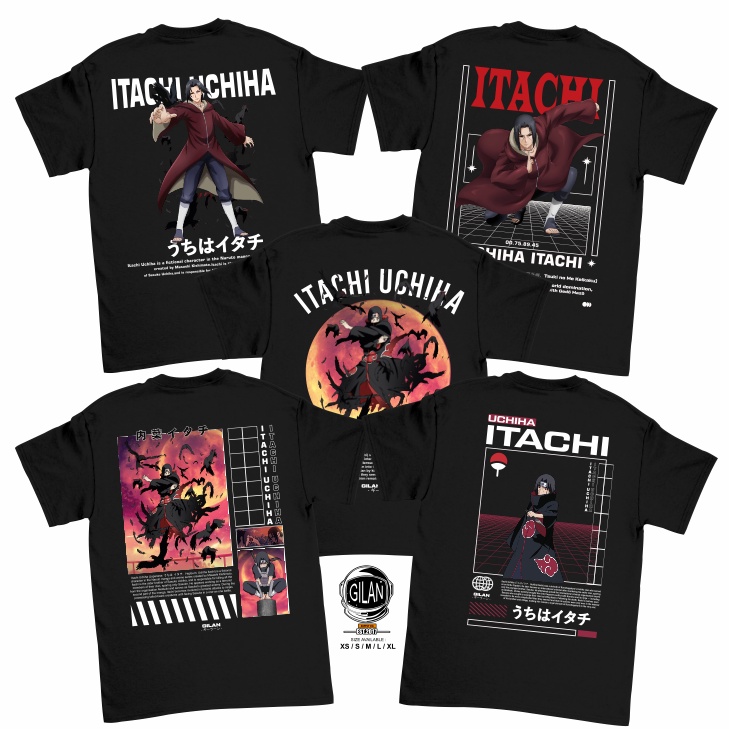 Gilan T Shirt Kaos Baju Distro Anak Gambar Anime NARUTO X ITACHI UCHIHA AKATSUKI