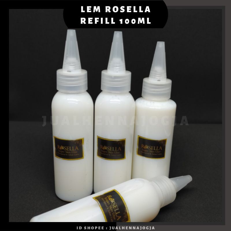LEM HENNA ROSELLA 100ML REFILL isi ulang lem botol kuat Henna kulit