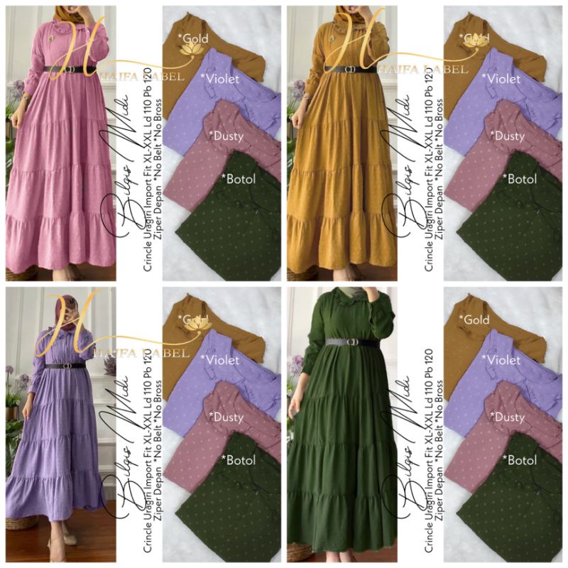DRESS BILQIS MIDI ORIGINAL BY HAIFA (100% ORI BERLABEL HAIFA)