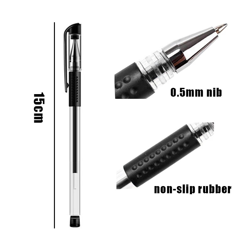 10pcs Pulpen Gel 0.5mm Anti slip Bahan Karet Untuk Kantor / Sekolah