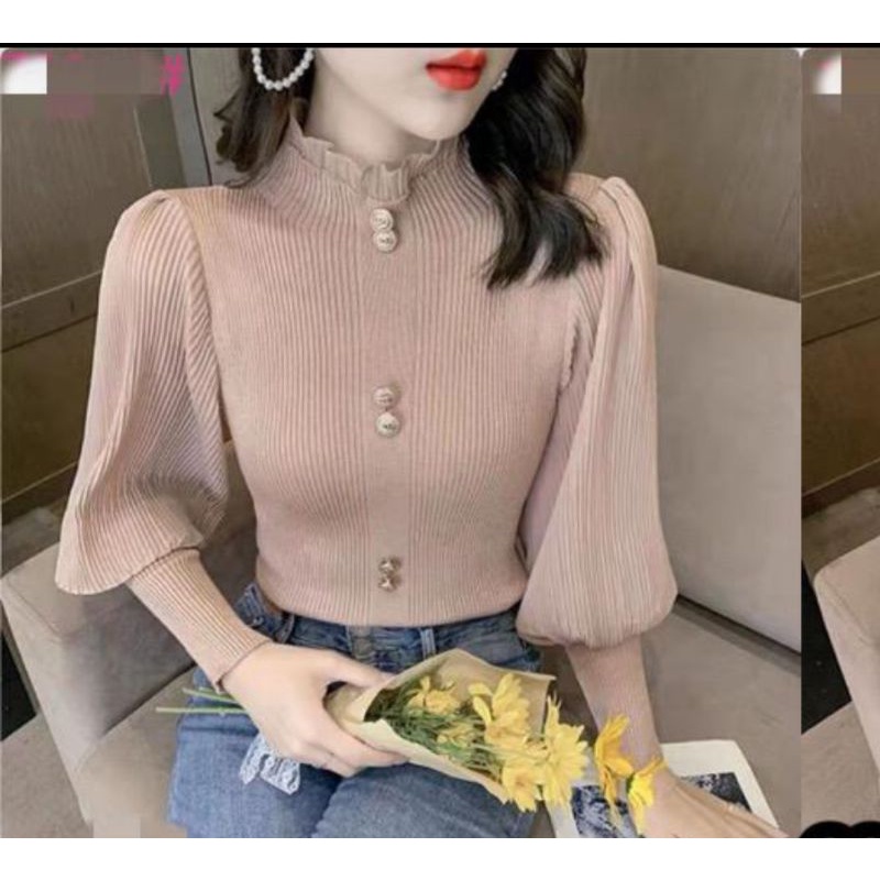 blouse rajut jolie import fashion terbaru kekinian