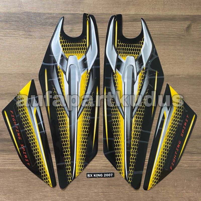 Stripping strip stiker sticker lis polet Yamaha Rx King thn.2007 Hitam corak Kuning striping les yam
