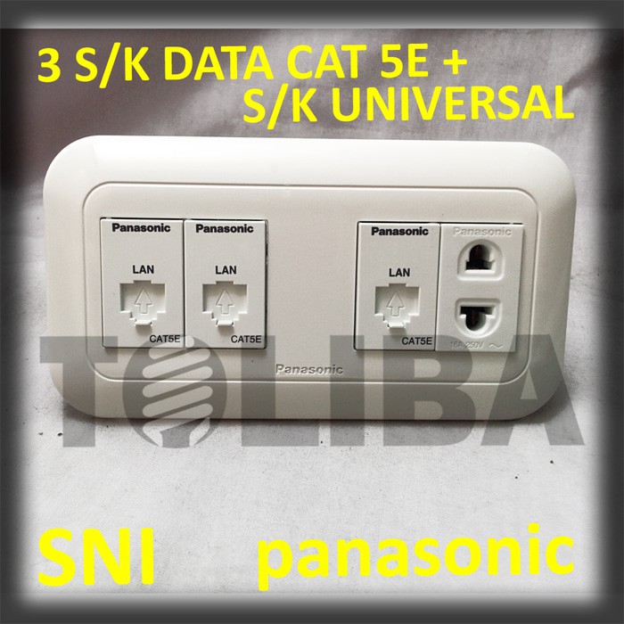 stop kontak universal + 3 stopkontak data cat5e 8p 8c panasonic rj45