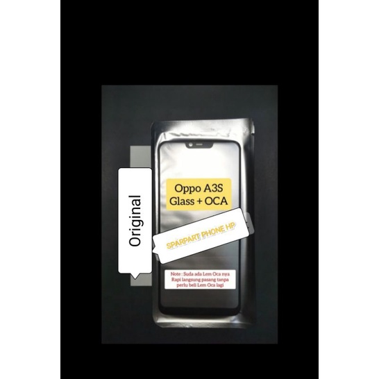 Original Kaca Lcd Kaca Pengganti Layar Kaca Retak Error Pecah + Lem Oca Oppo A3S | Kaca Lcd Kaca Tou