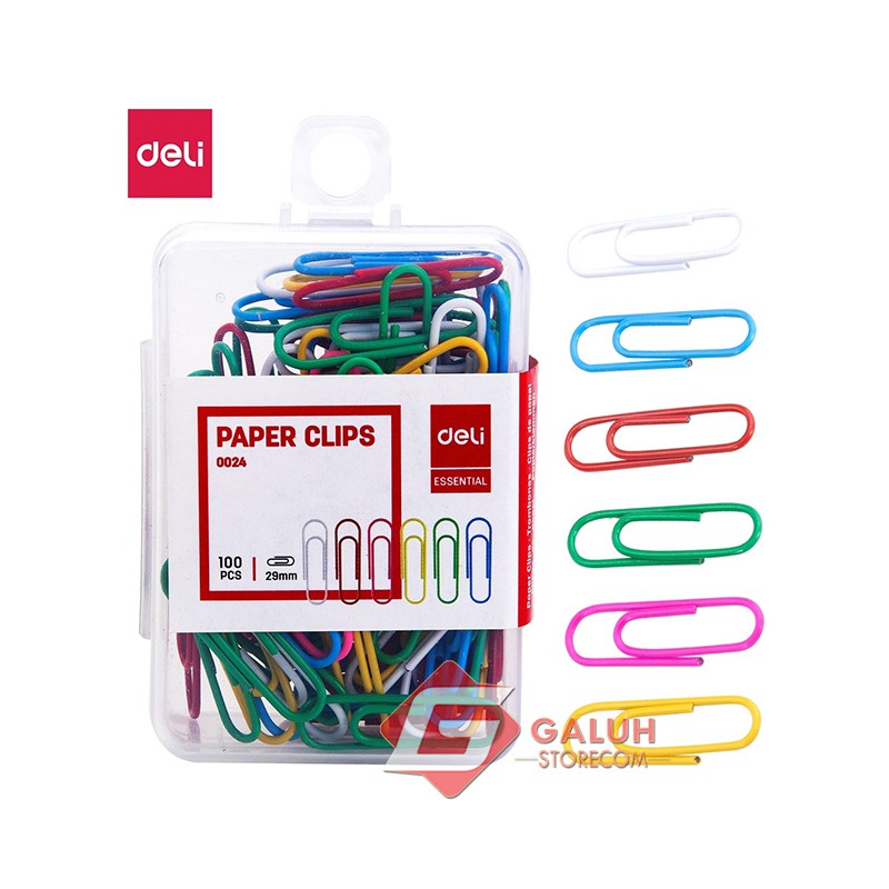 

Deli Colorful Paper Clips 0024 100pcs